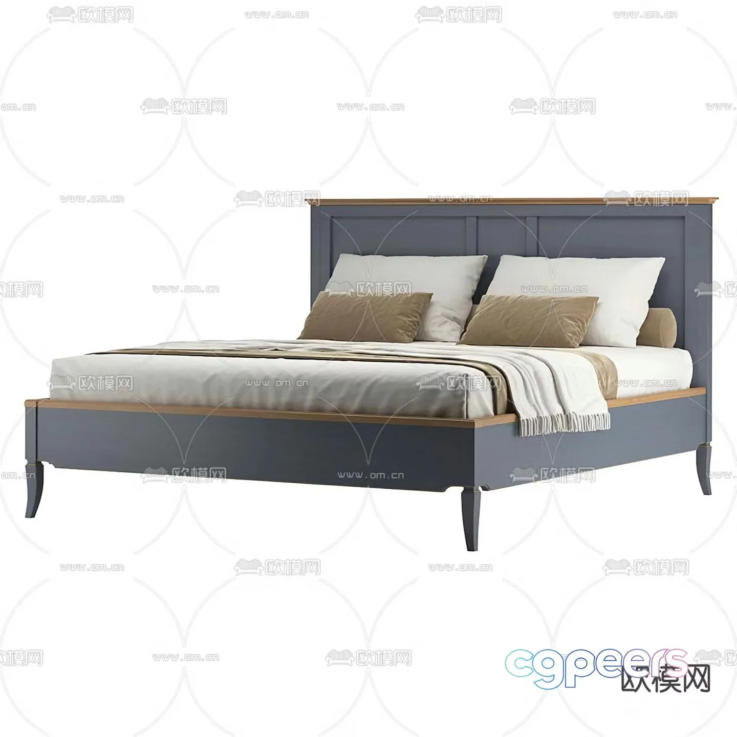 American double bed 3d model