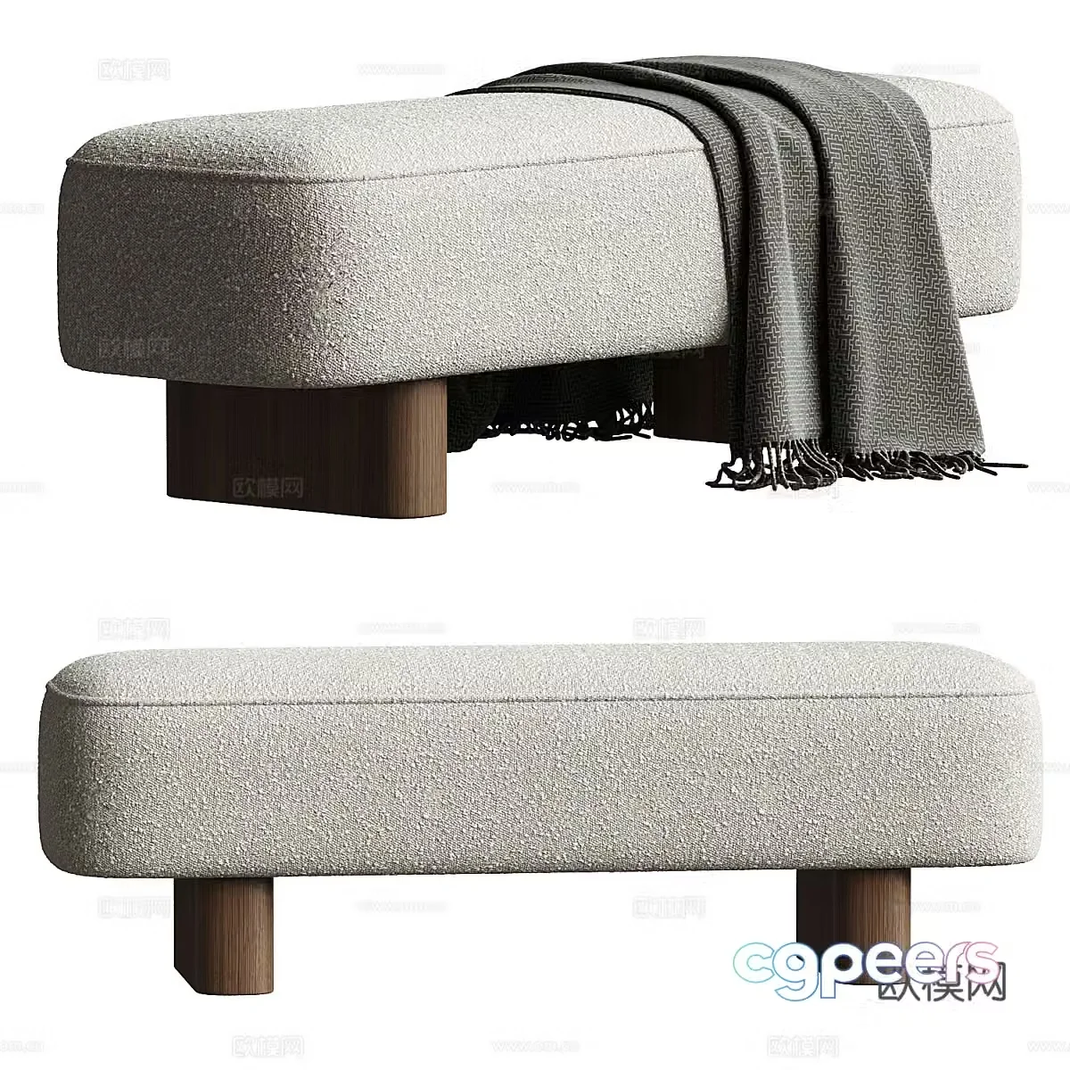 New Chinese style fabric bench 3D model