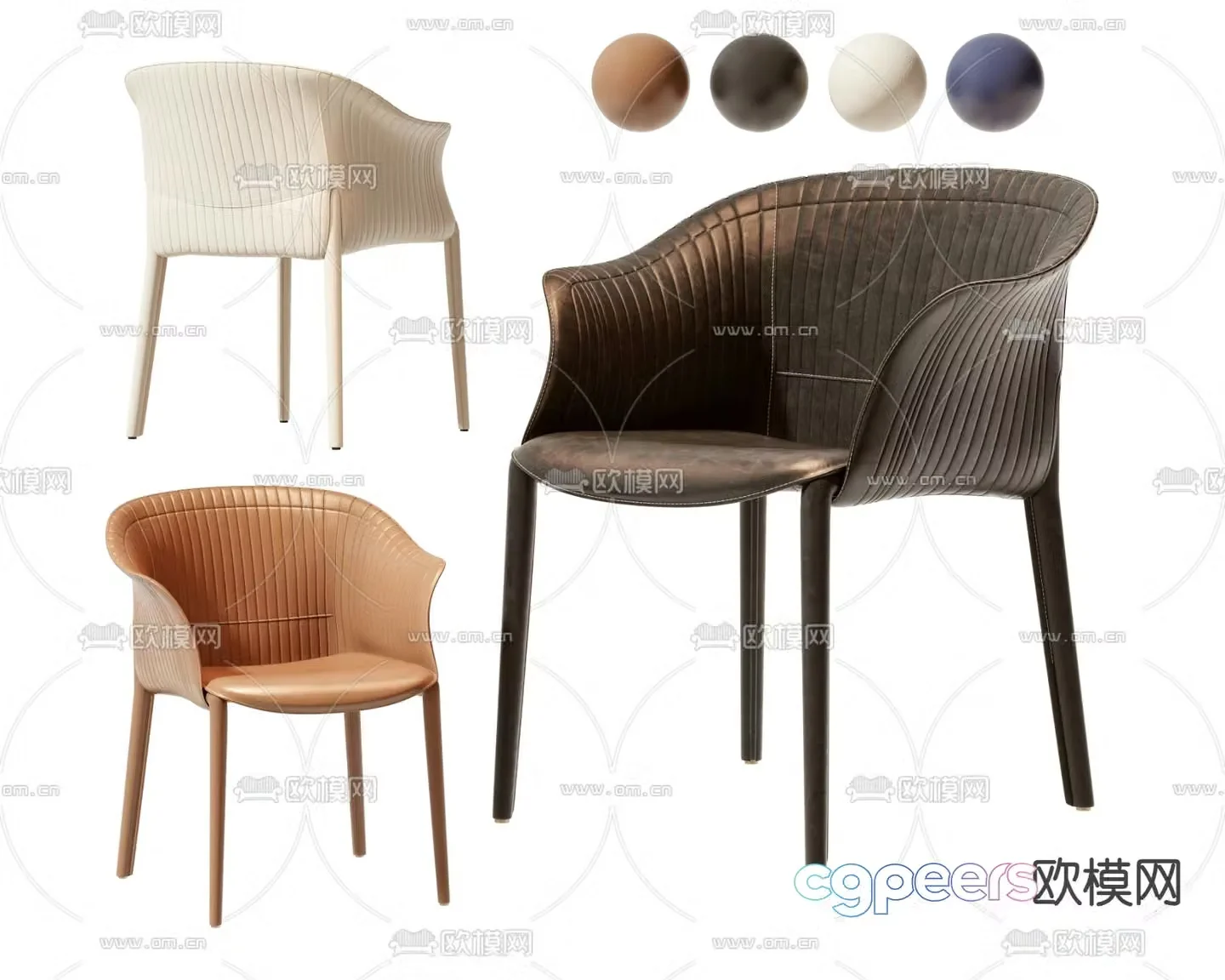 leather chair dining chair 3d model