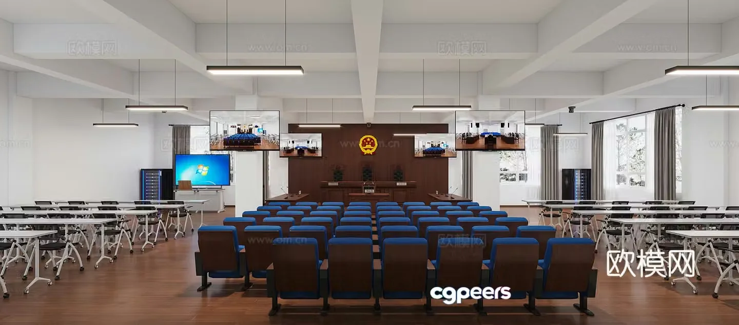 Modern mock court court classroom 3d model