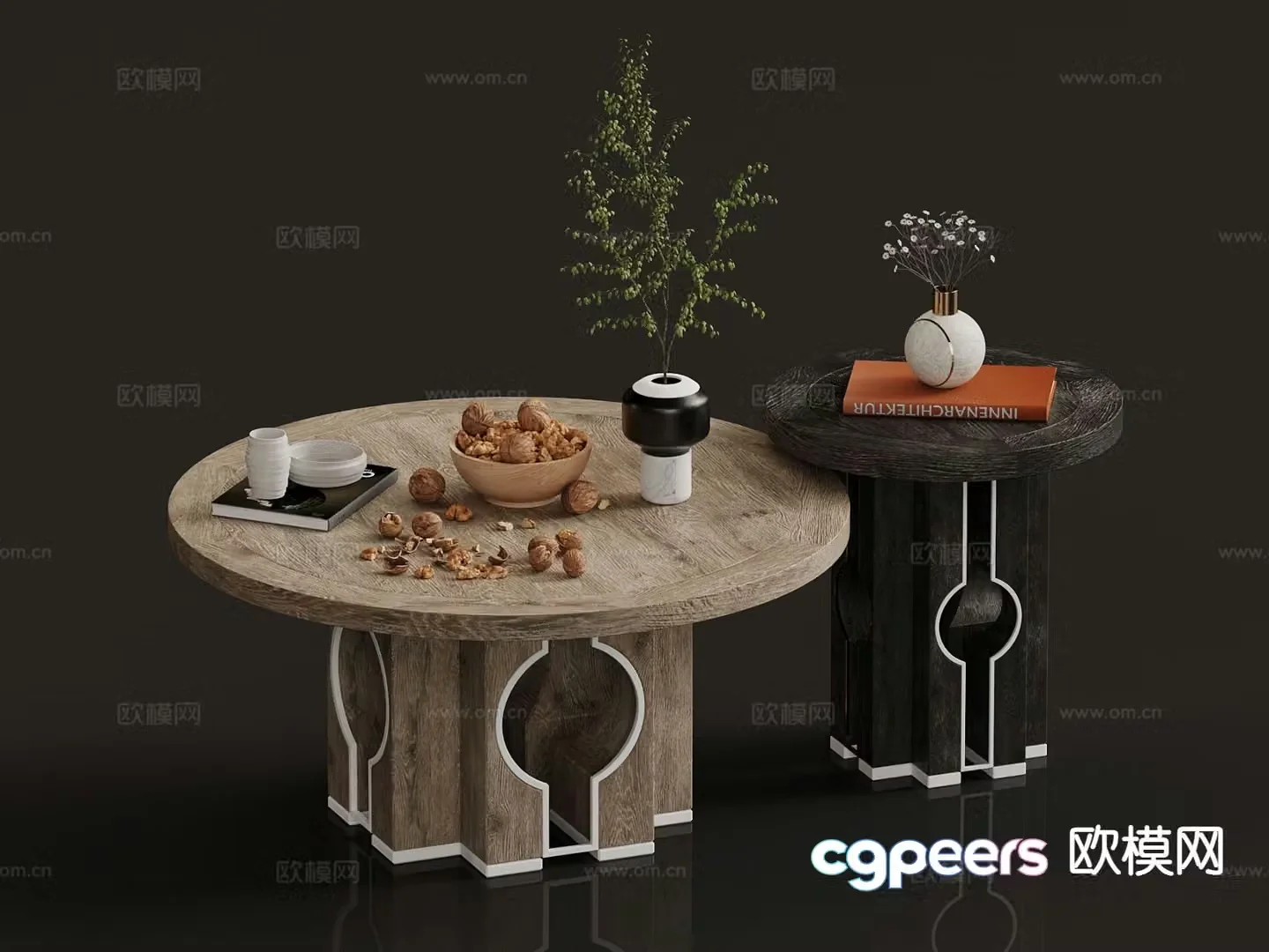 Medieval style coffee table mother-in-law coffee table 3d model
