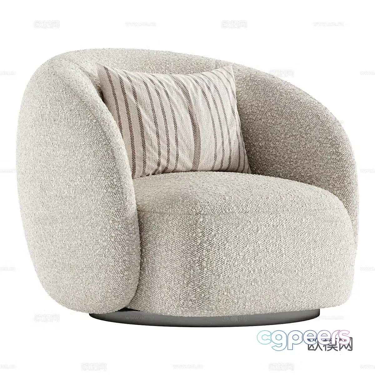Modern Italian Cream Armchair 3d Model