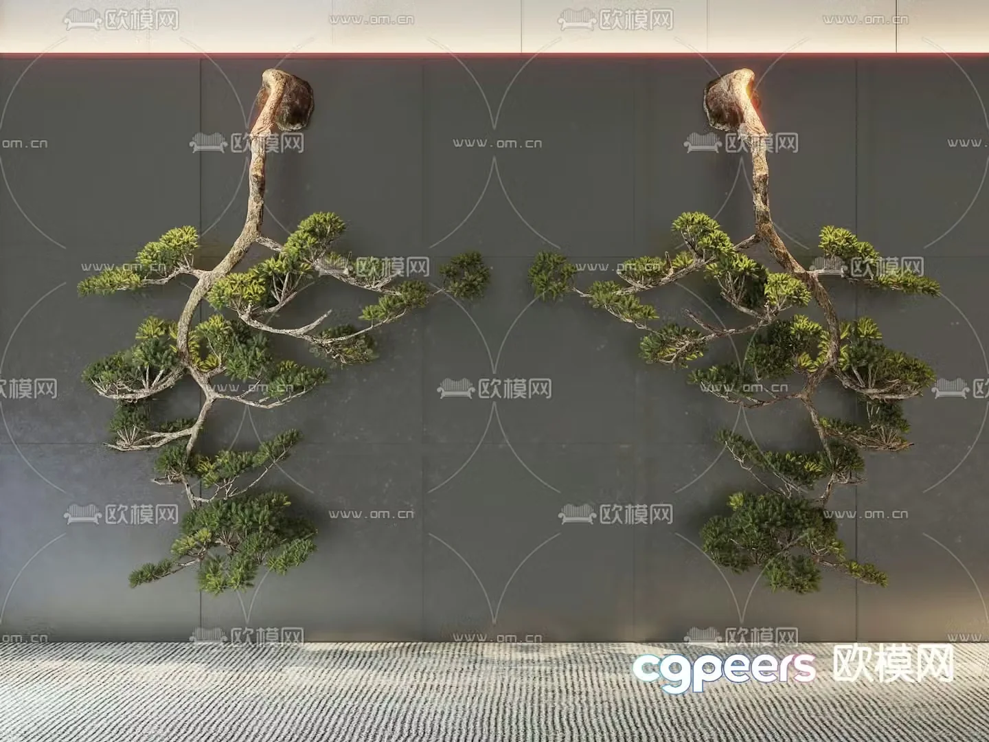 Landscape sketch hanging plant pine tree installation 3D model