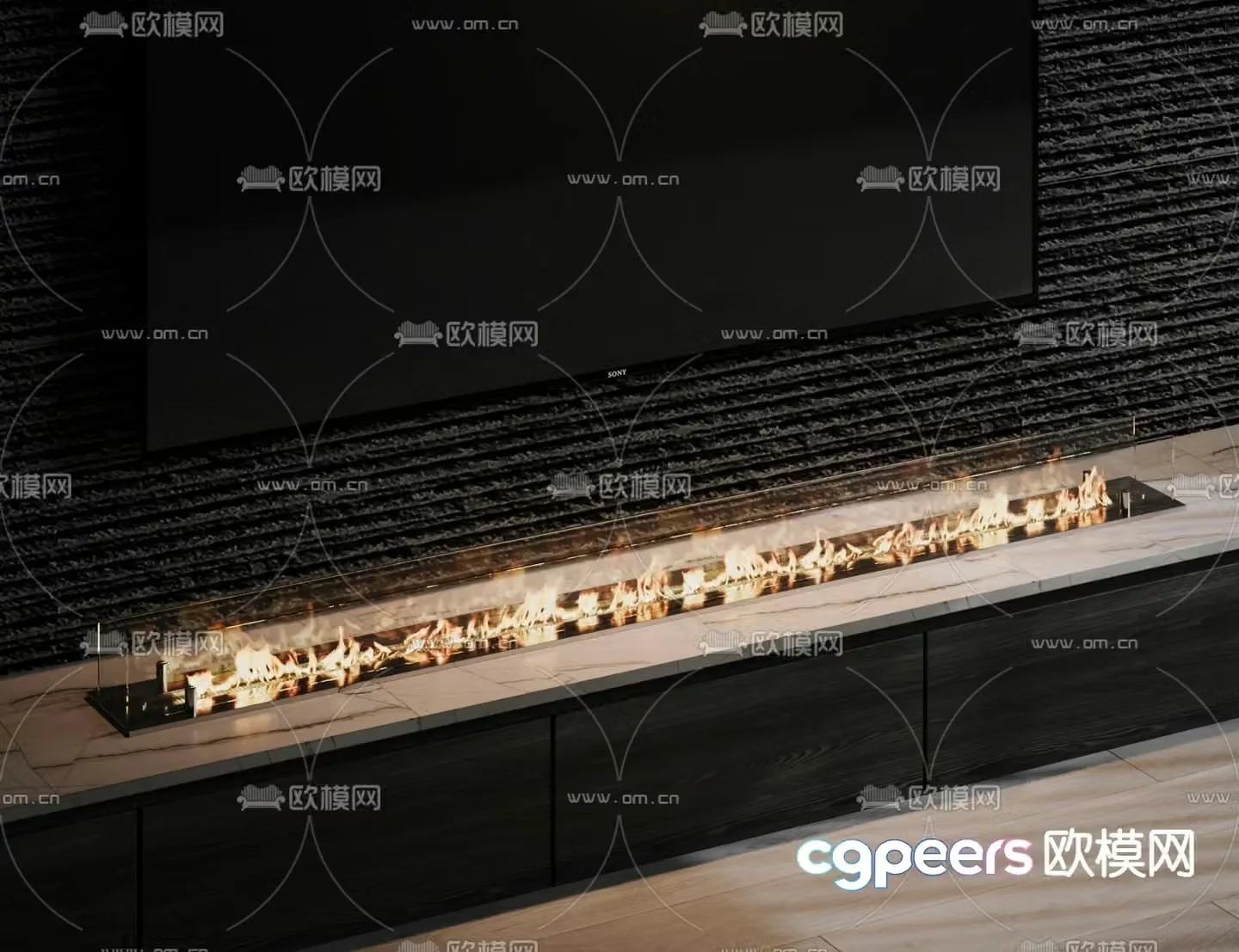 Recessed fireplace Flame 3d model