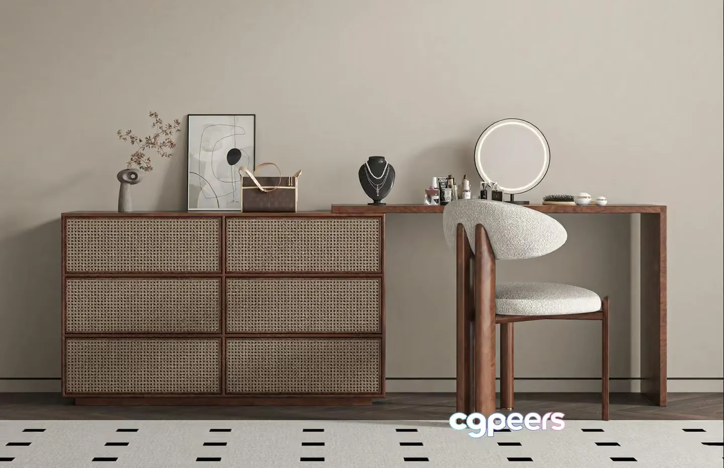Modern Wooden Dresser 3D Model – 2397 – VRAY Render