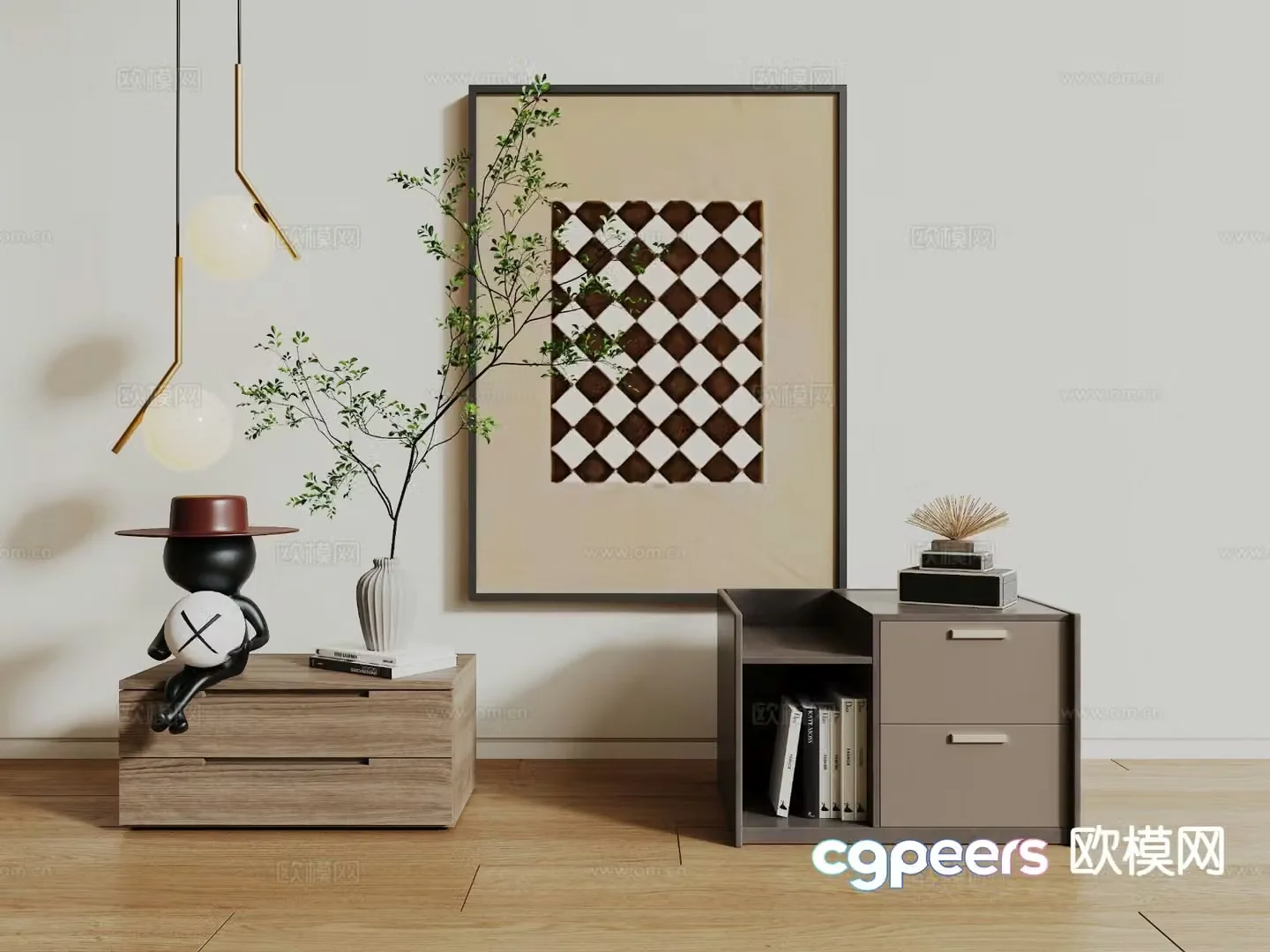 Modern bedside table 3d model