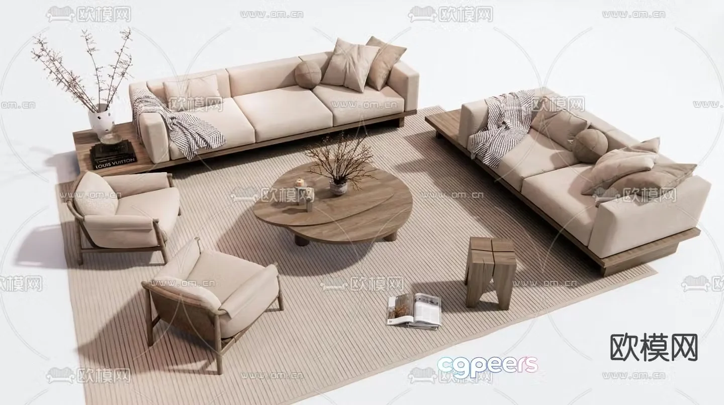 Medieval style sofa combination 3d model