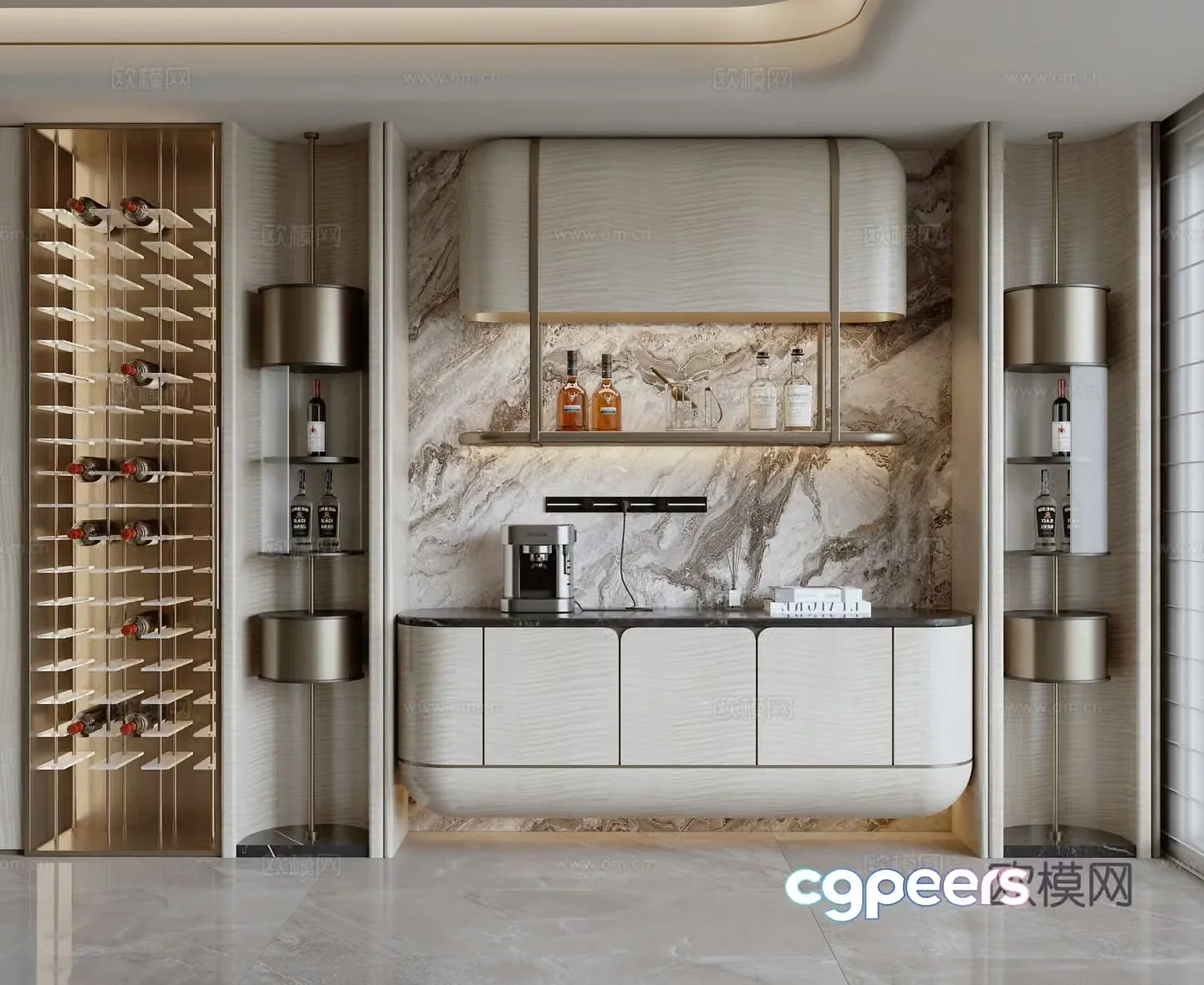 Modern light luxury sideboard 3D model