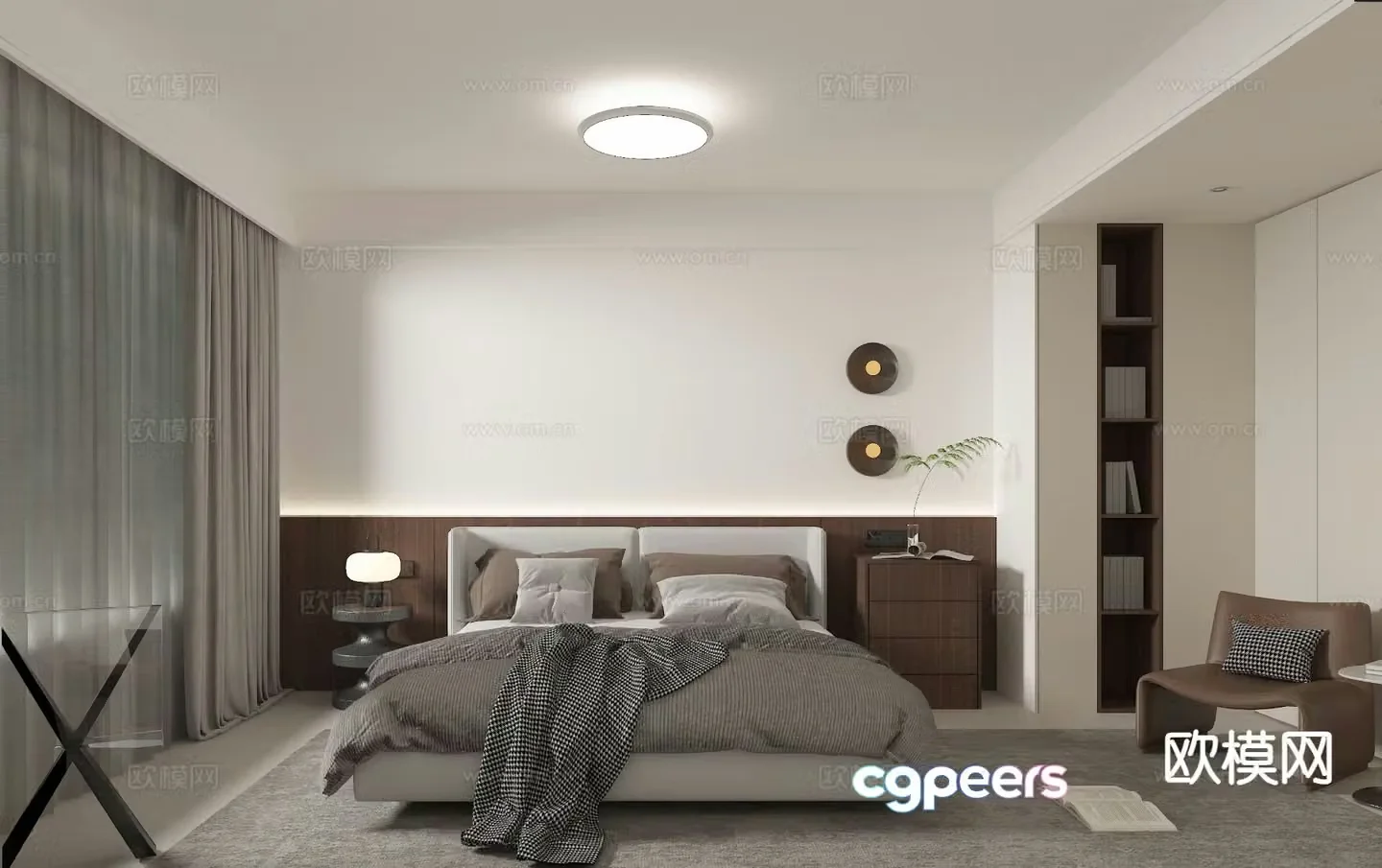 Modern minimalist bedroom master bedroom 3d model