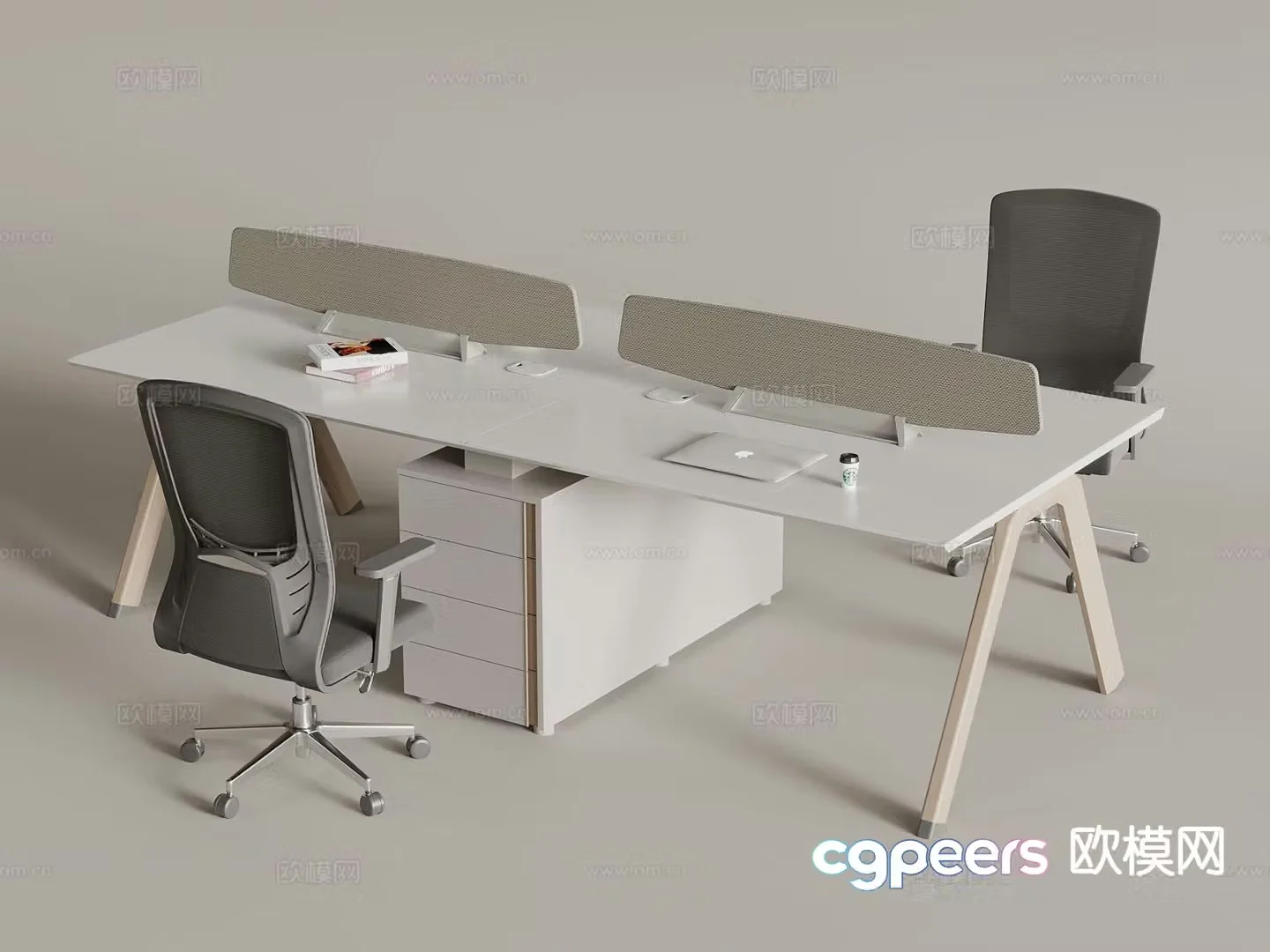 Modern desk work station post 3D model