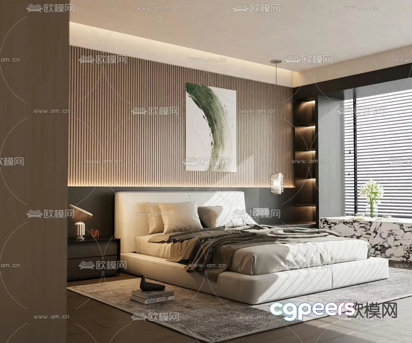 Italian double bed 3d model