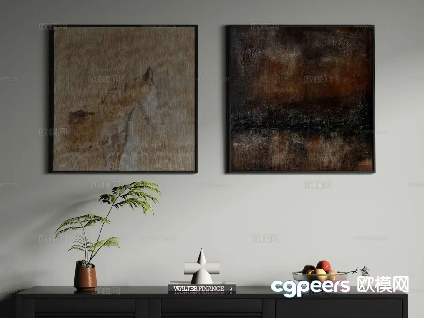 Medieval style decorative painting hanging painting 3d model