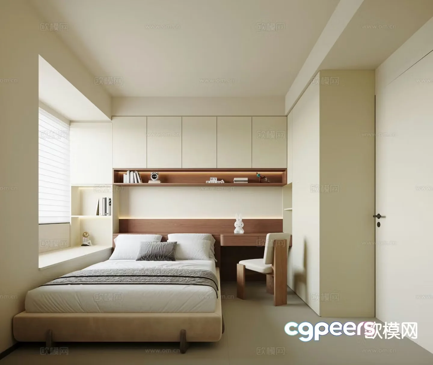 Cream style bedroom second bedroom 3D model