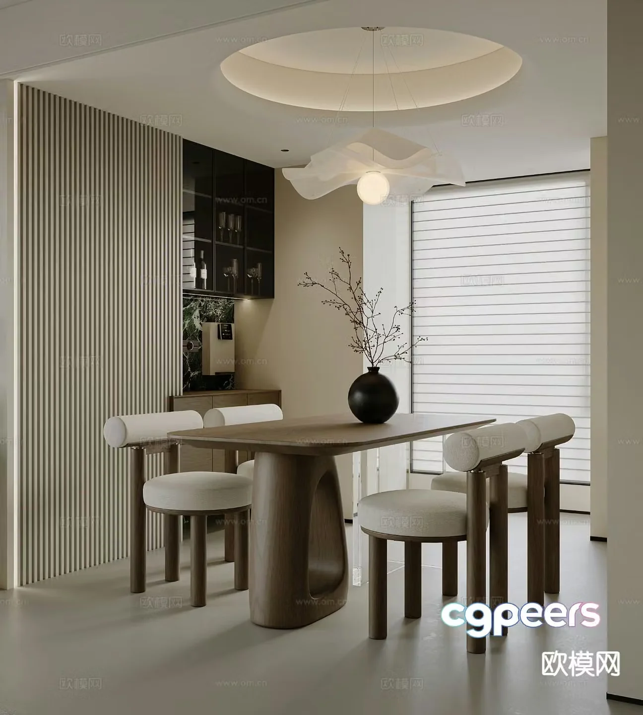 Cream style restaurant 3d model