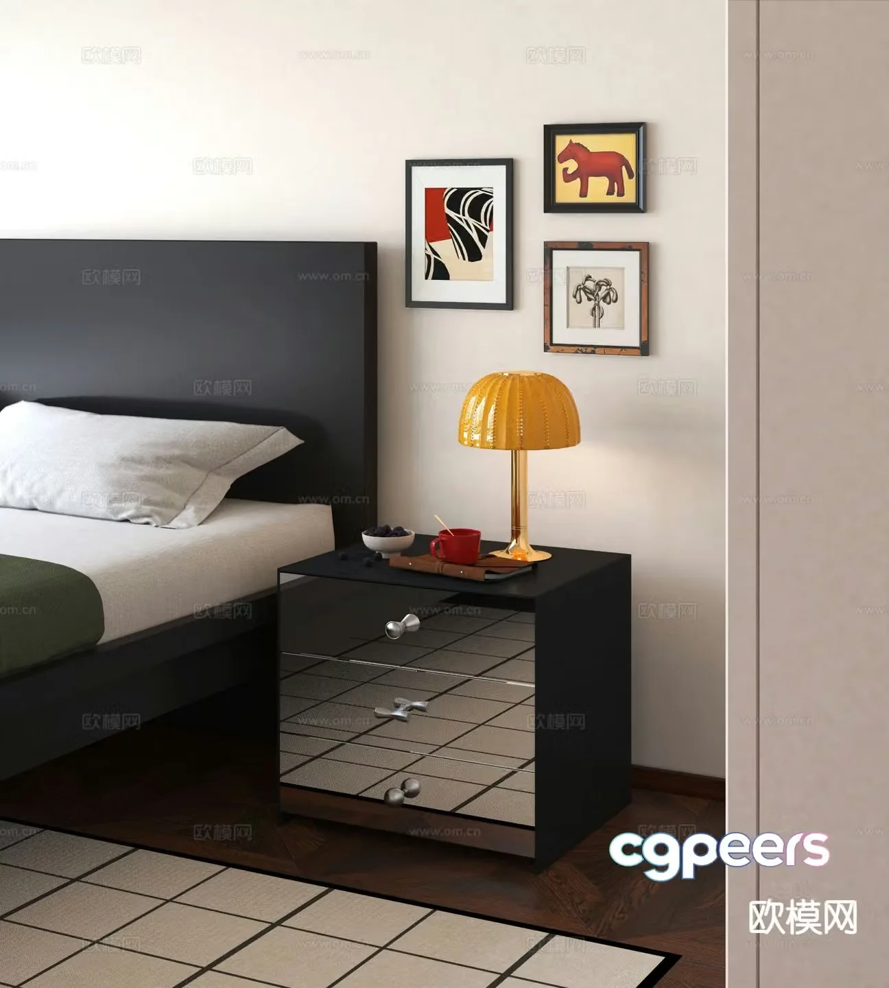 Modern bedside table 3d model