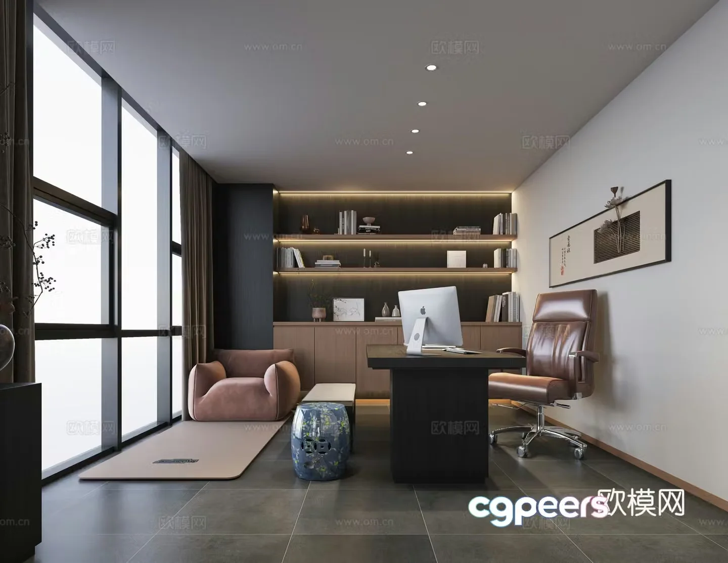 Modern Chinese style office New Chinese style office Song Dynasty style office Chinese style desk 3D model