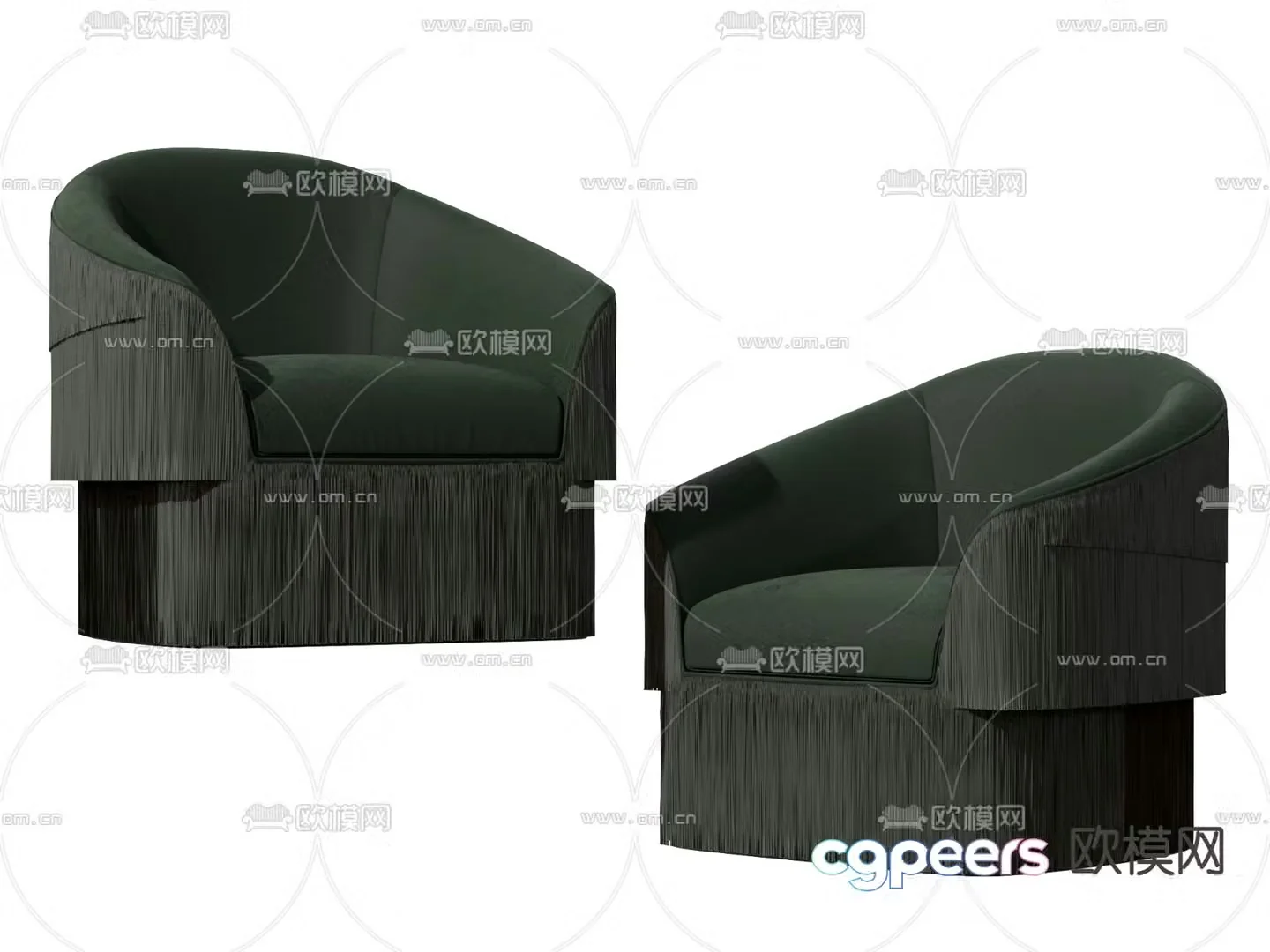 B&B italia modern fabric tassel single sofa 3d model