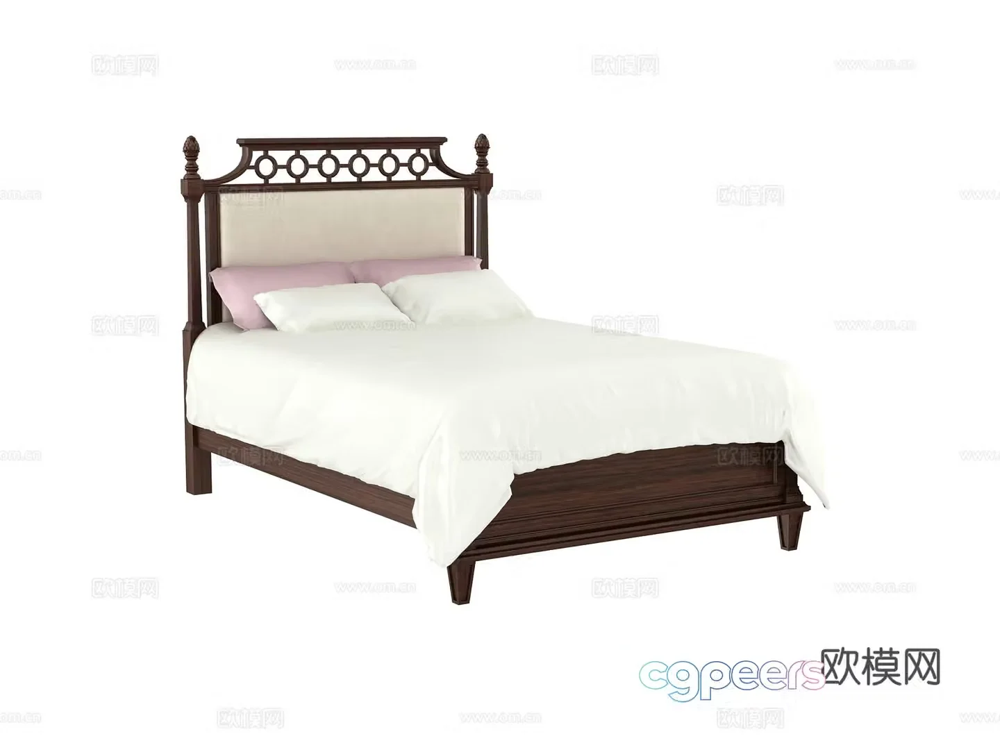 American double bed 3d model