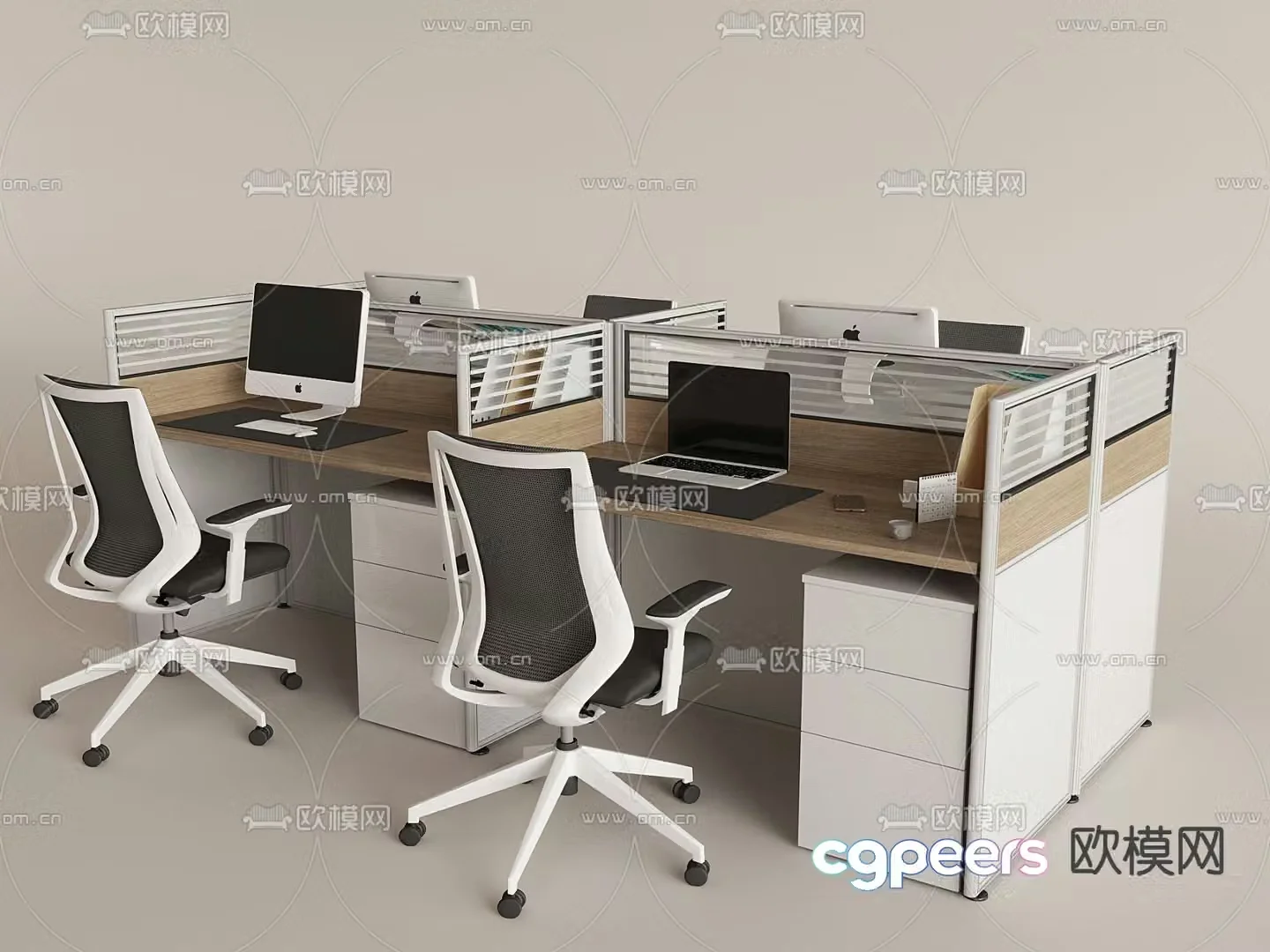 Office desk and chair work station 3d model