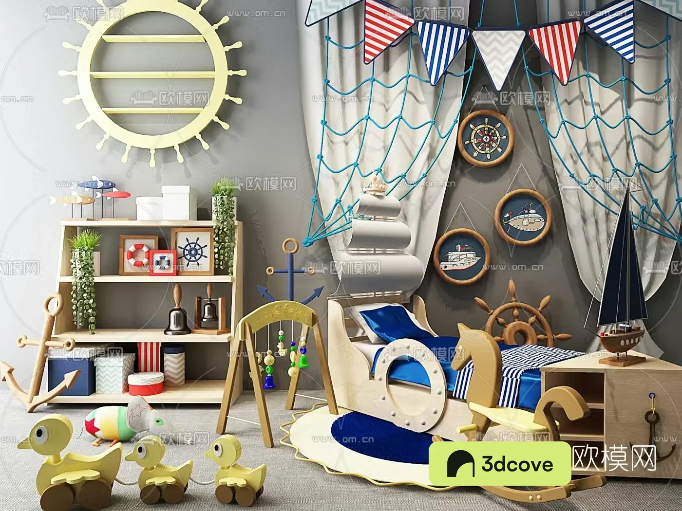 Mediterranean children’s room toy cartoon cabinet