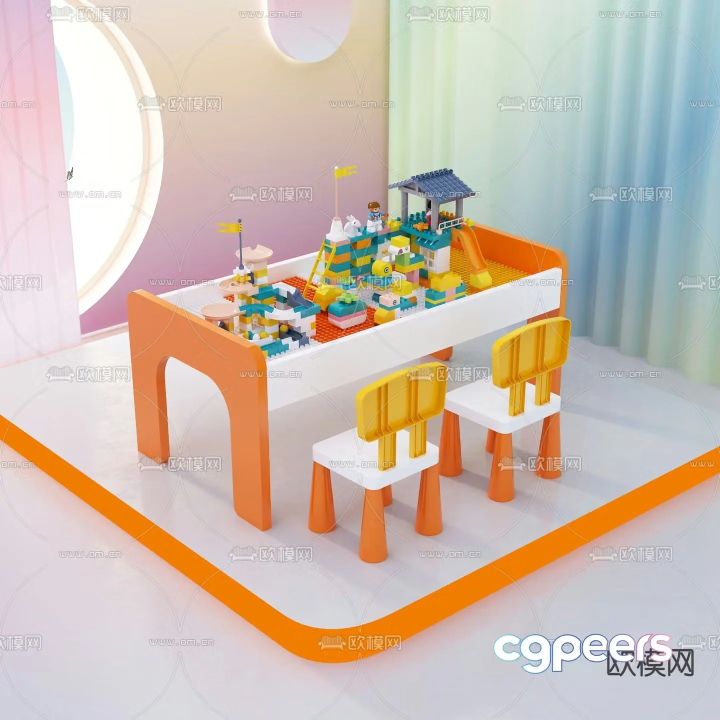 Children’s table building block table 3d model