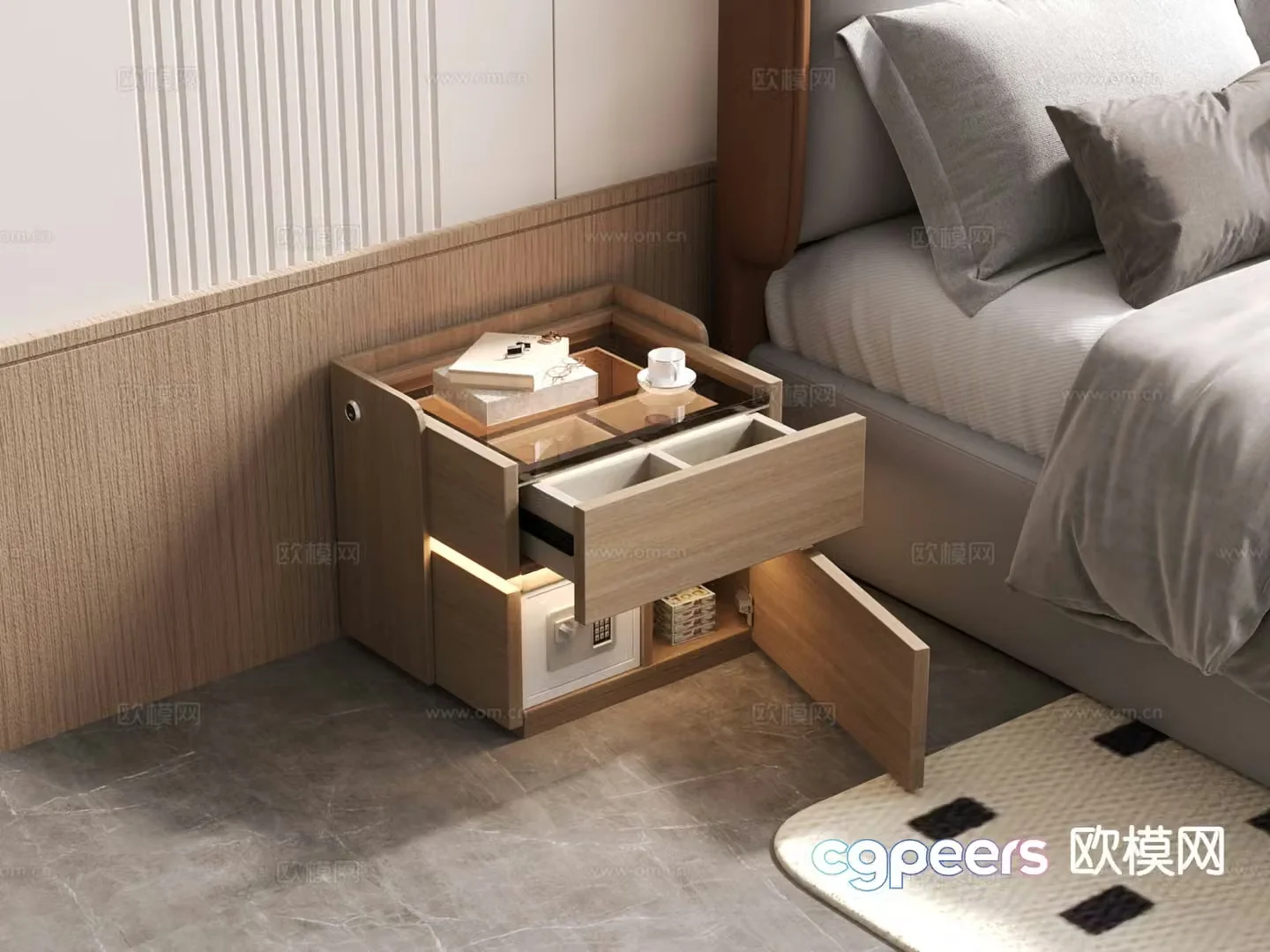 wabi-sabi bedside table 3d model