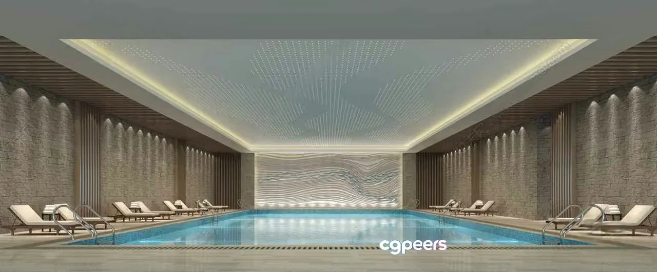Modern Indoor Pool 3D Model – 5114 – VRAY Render