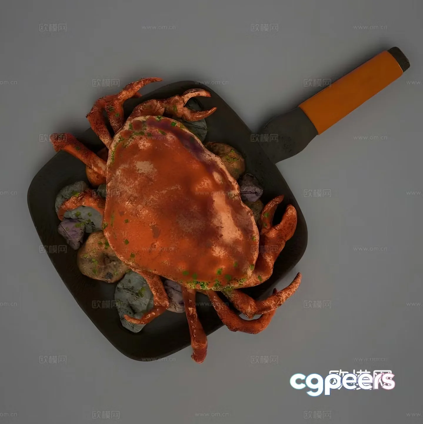 Boiled crab cooked food 3d model