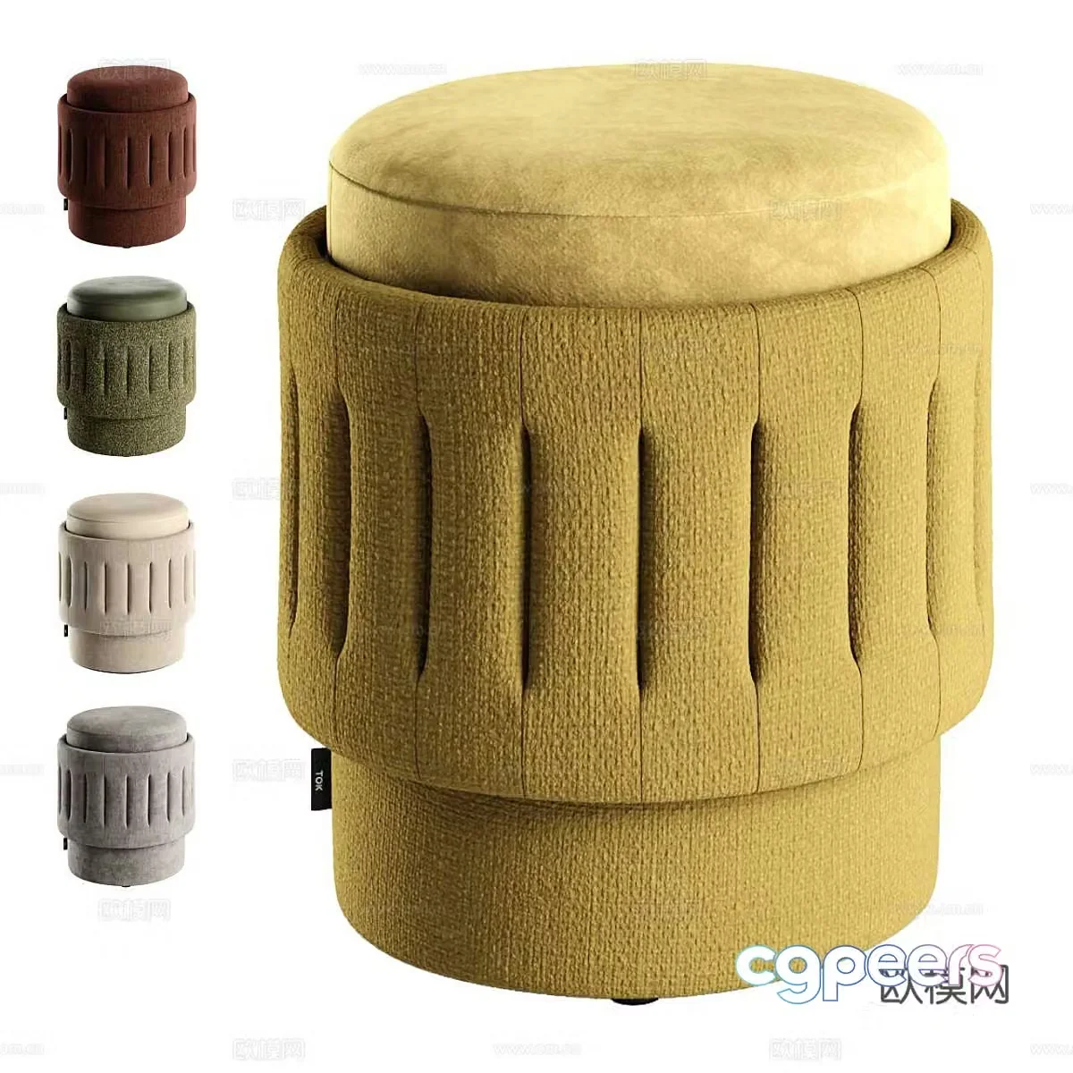 New Chinese style fabric stool 3D model