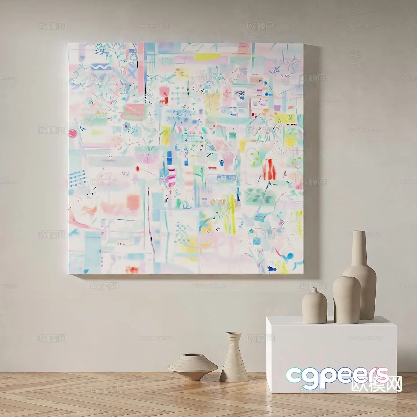 Modern art painting texture painting decorative painting 3d model