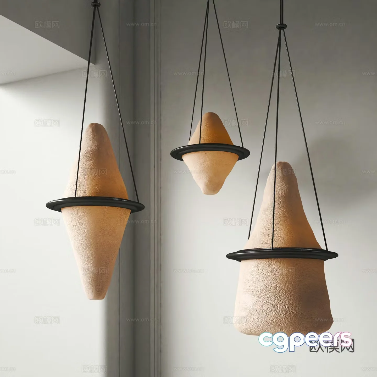 Wabi-sabi style chandelier 3d model