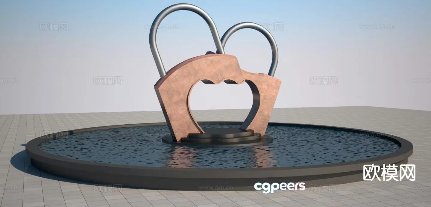 Concentric lock sculpture urban sculpture 3d model