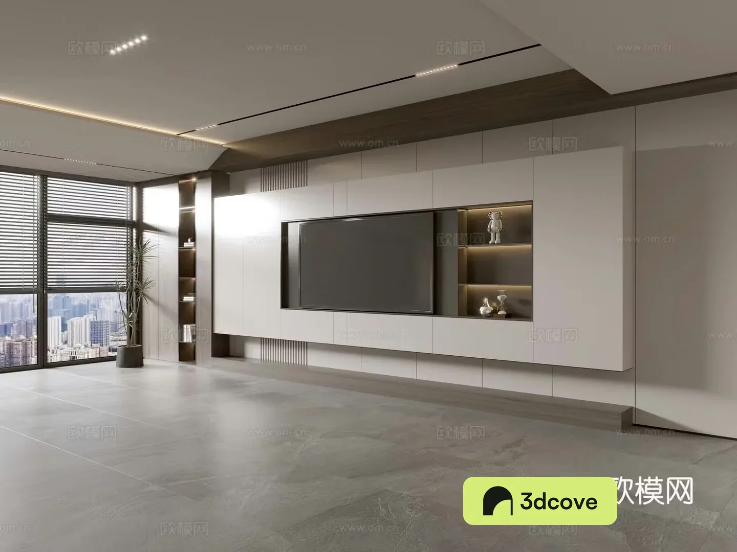 Modern Italian living room light luxury TV background wall full wall TV cabinet