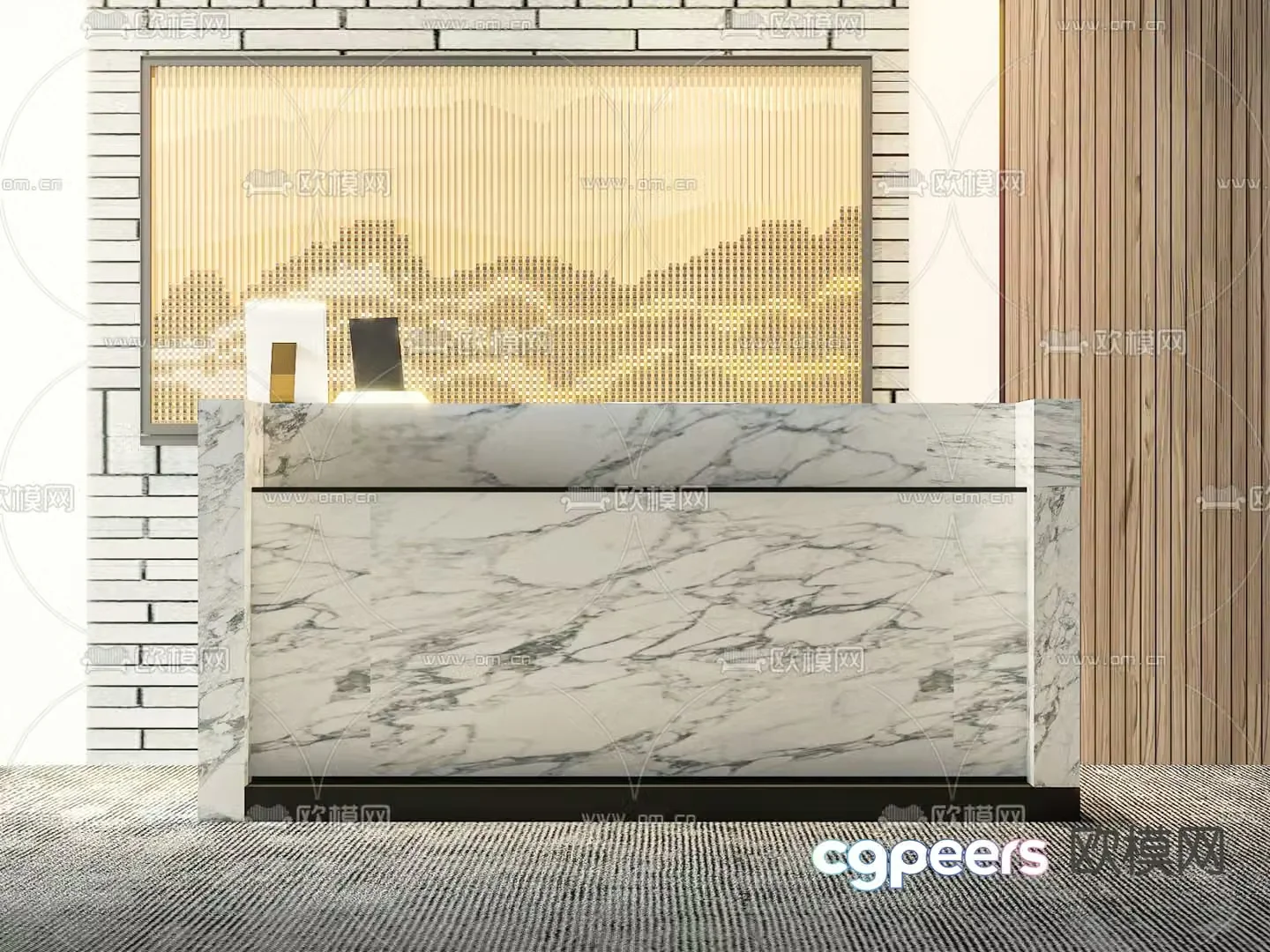 Front desk reception desk service desk 3d model