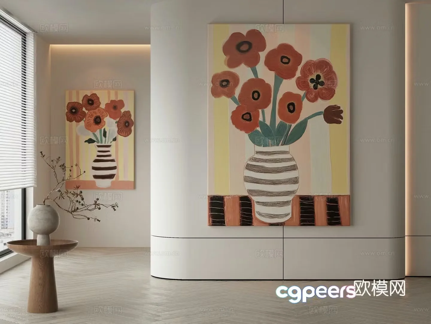 Modern flower painting decorative painting 3d model