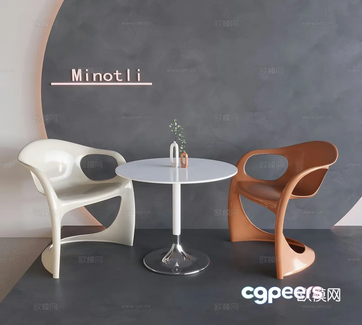Nordic creamy streamer chair cafe leisure table and chair dining table and chair negotiation table and chair 3D model