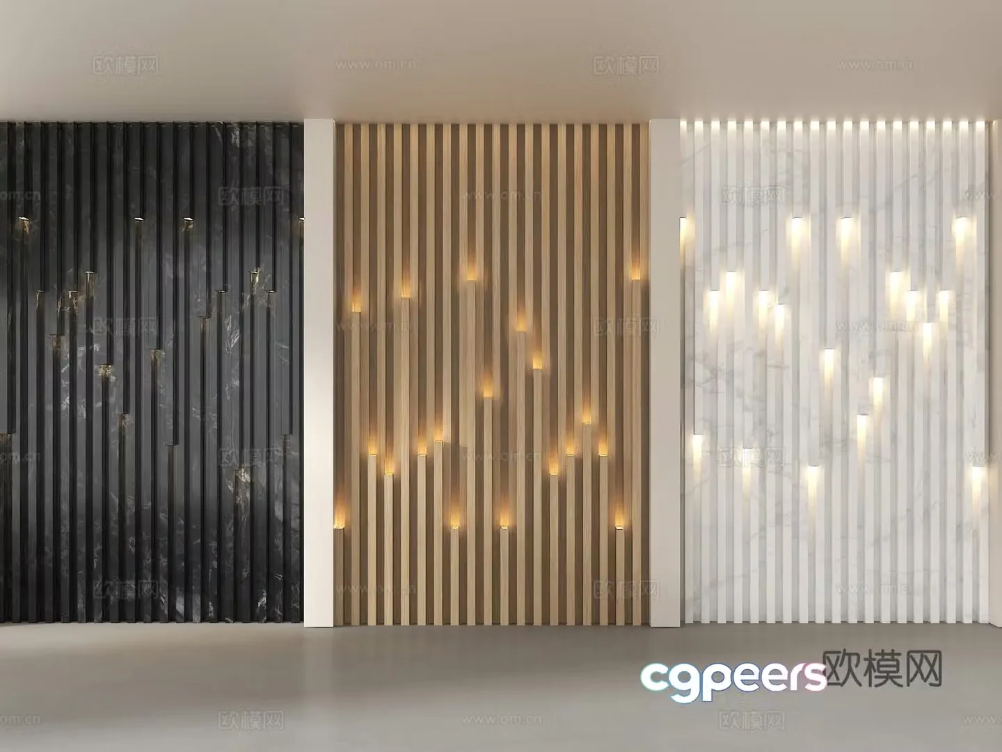 Wooden veneer modeling background wall creative background wall grille starry sky background wall 3d model