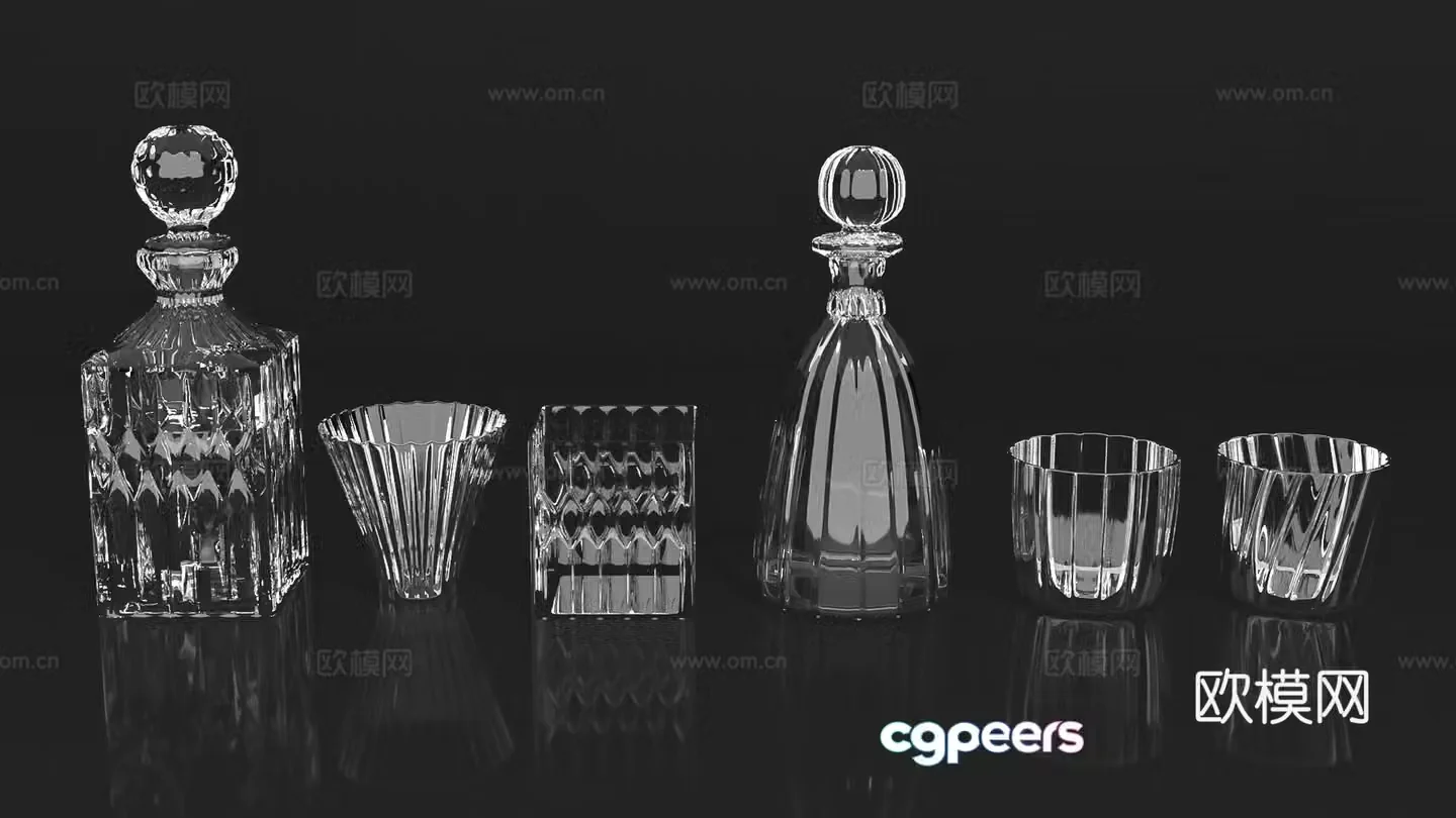 Wine glass wine bottle glass glass bottle goblet glass crystal cup 3d model
