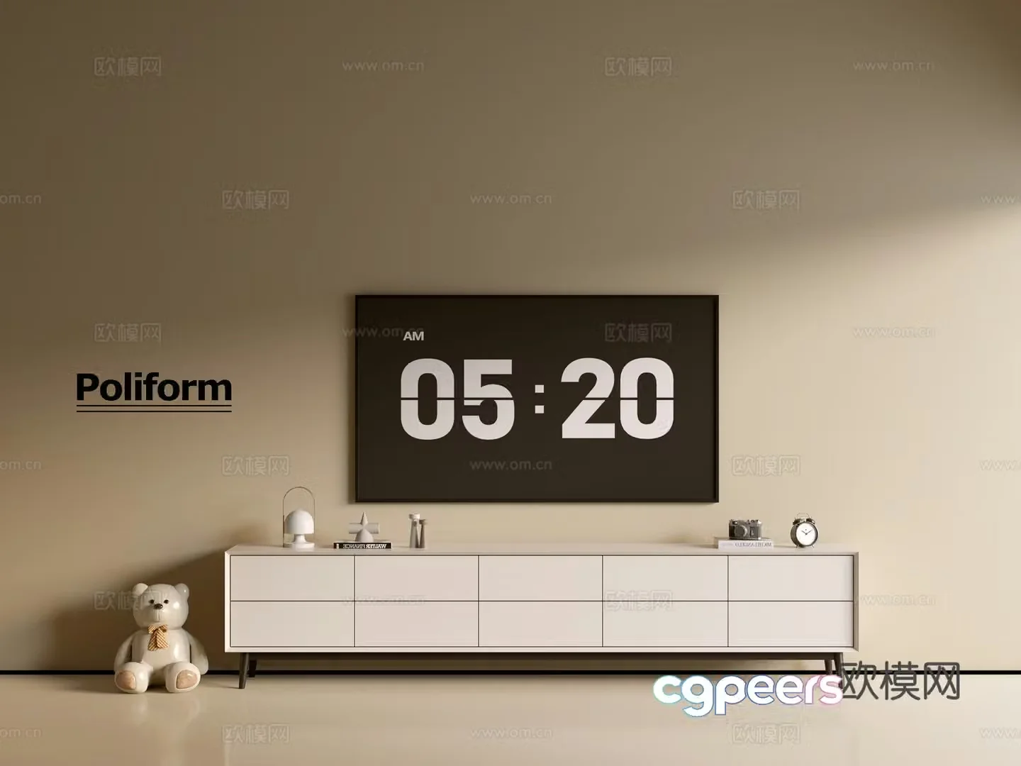 Modern cream-air TV cabinet chest of cabinets ins-style minimalist wind cabinet whole cabinet sideboard 3D model