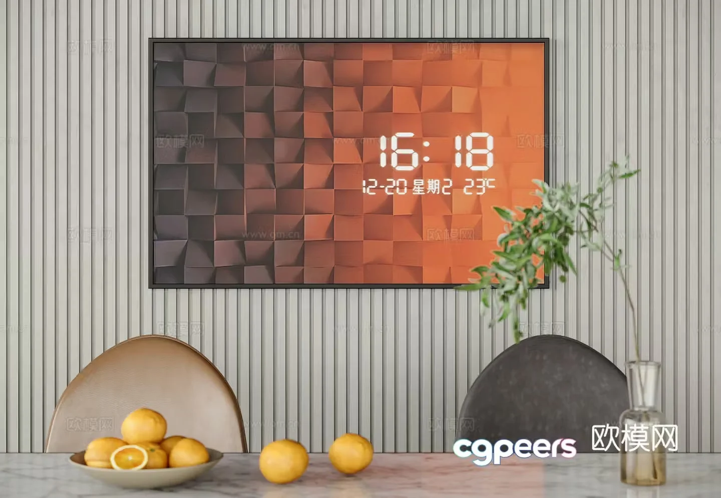 Modern minimalist decorative painting geometric hanging painting 3D model