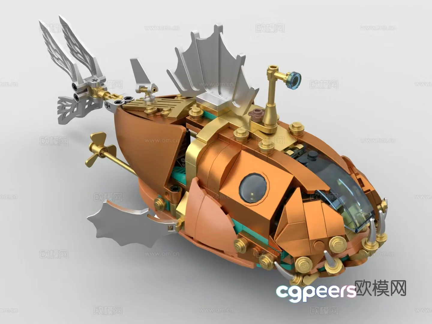 Lego LEGO Toys Building Blocks Cartoon Submarine Anchovies Steampunk 3D Model