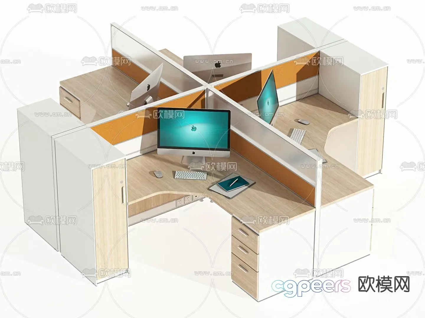 Card space desk workstation 3D model