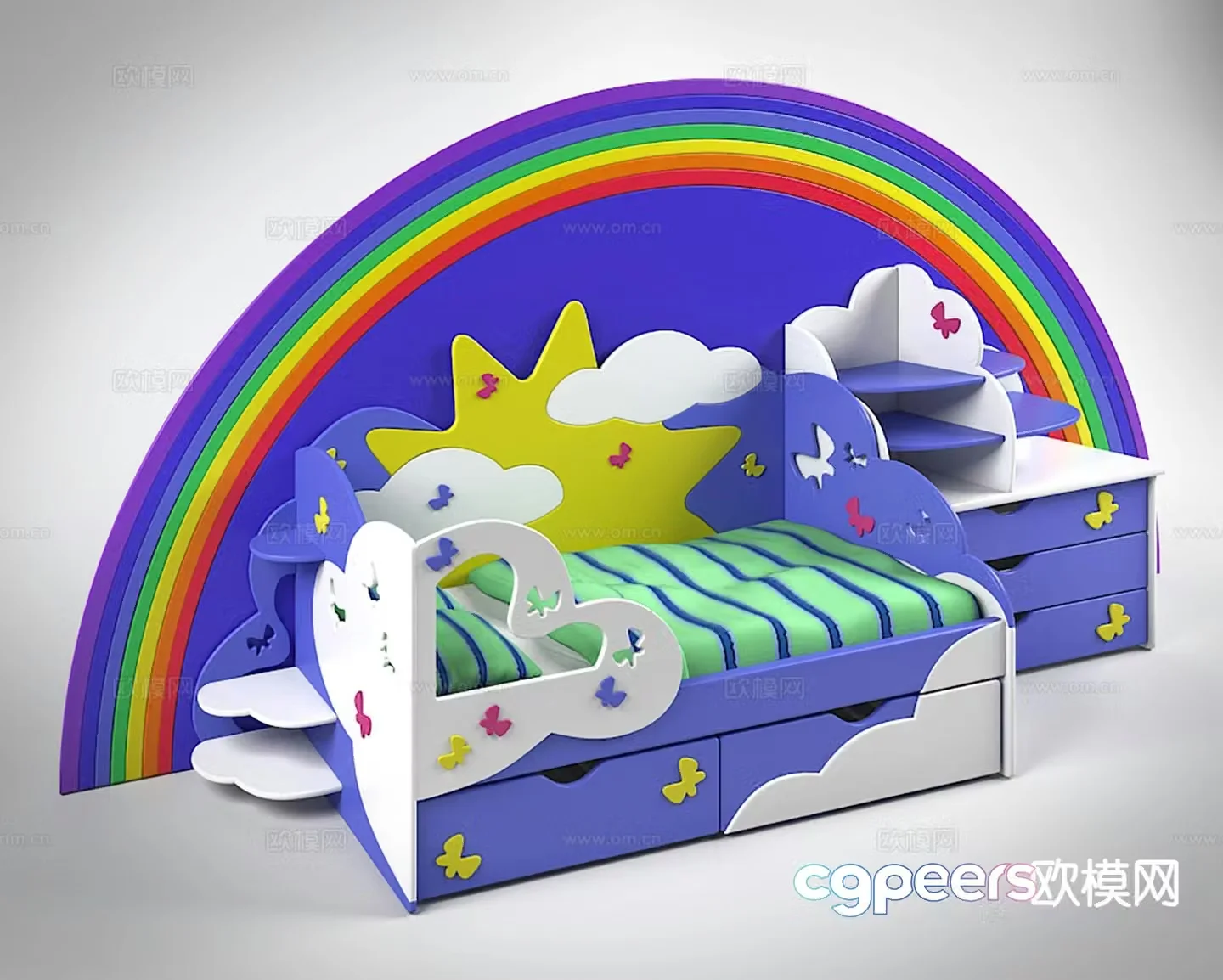 Modern rainbow children’s bed 3d model