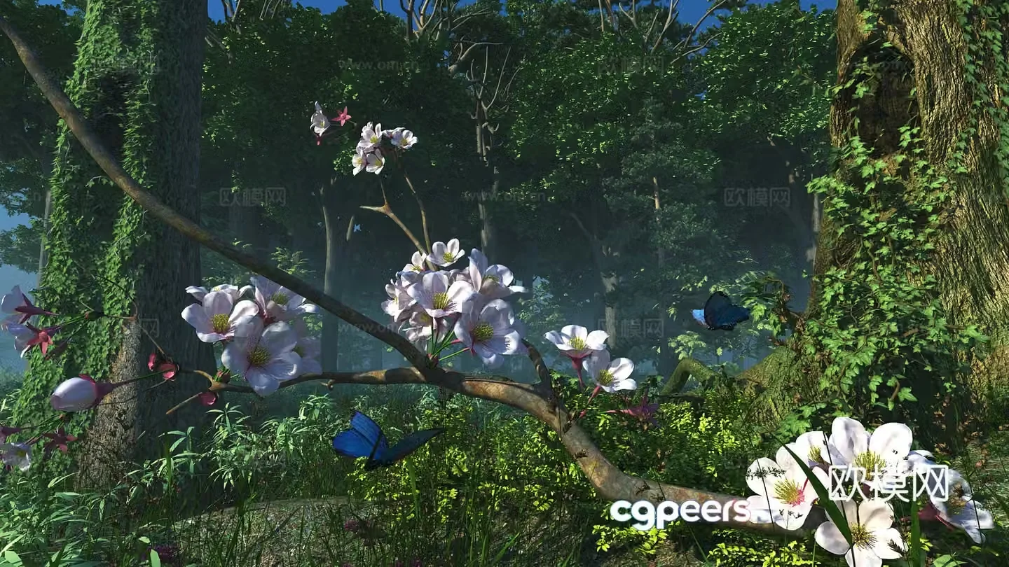 Modern forest park scene 3d model