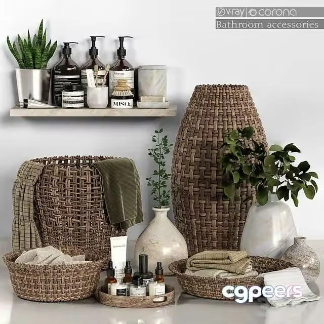 3ds Max Free – Bathroom accessories 29 with baskets