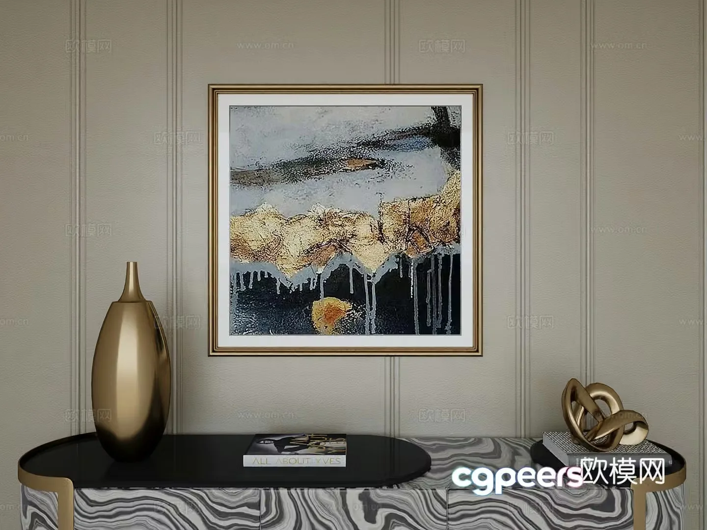 Italian light luxury high-end hanging painting 3D model