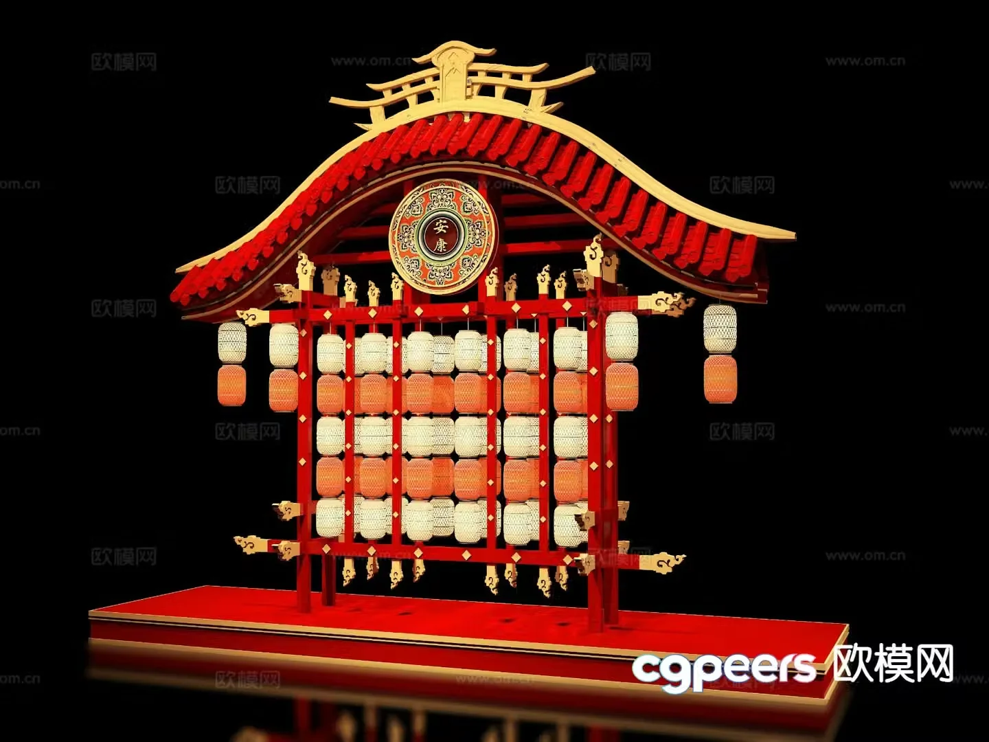 New Chinese style lantern device Meichen check-in 3D model