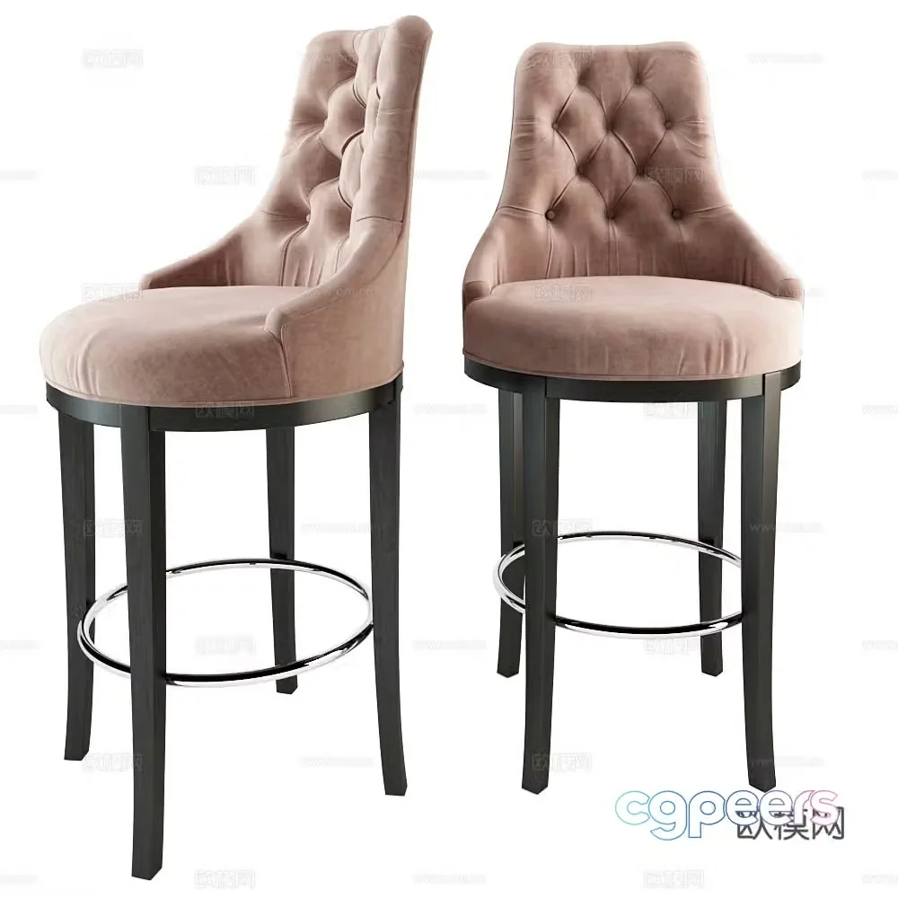American backrest bar stool 3d model