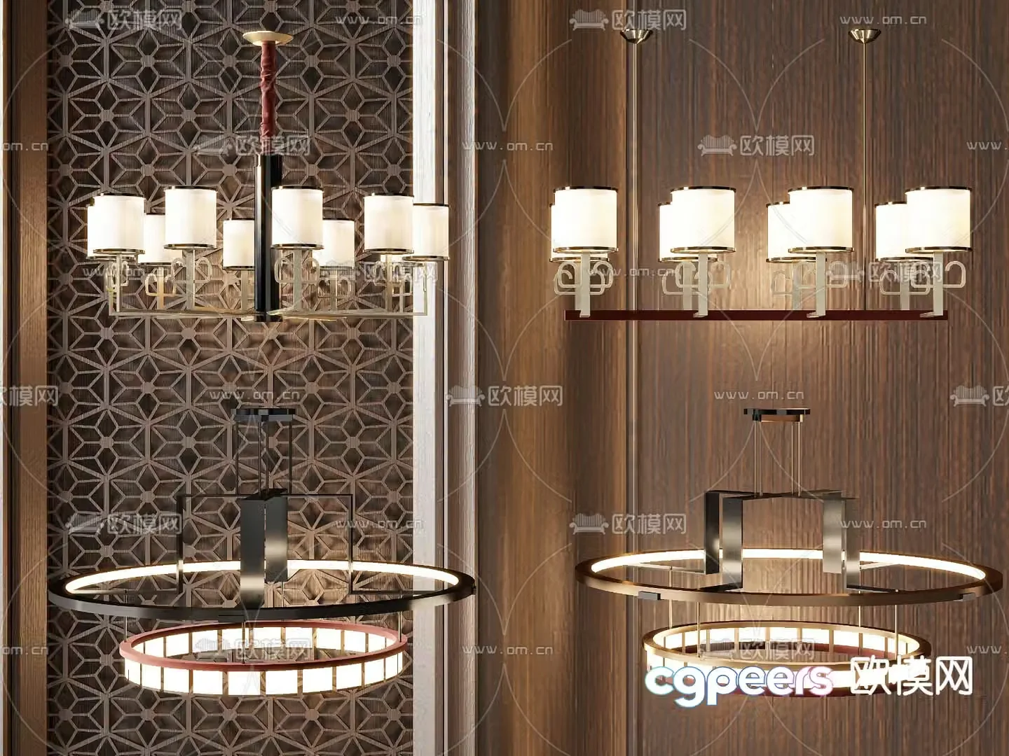 New Chinese Chandelier Hall Chandelier 3D Model