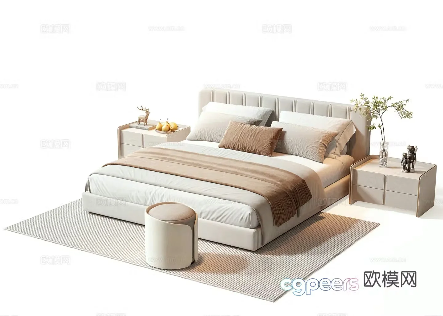 Minotti modern double bed 3d model